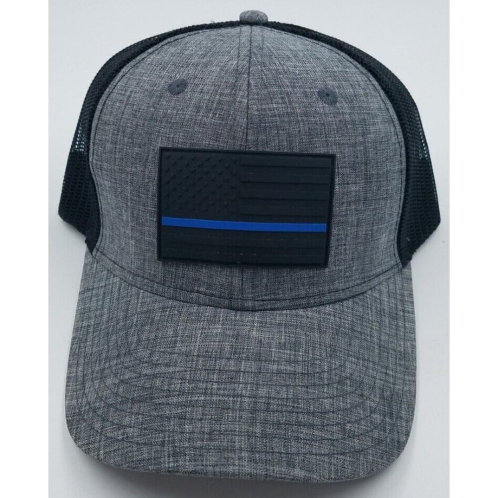 Howitzer The Thin Blue Line Flag Black/Gray Adjustable Snapback Baseball Hat Cap